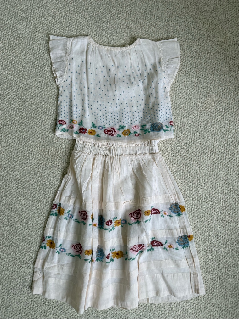 Lali Kids White Embroidered Two-Piece Set